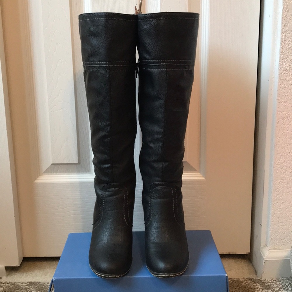 Black Faux Leather Boots